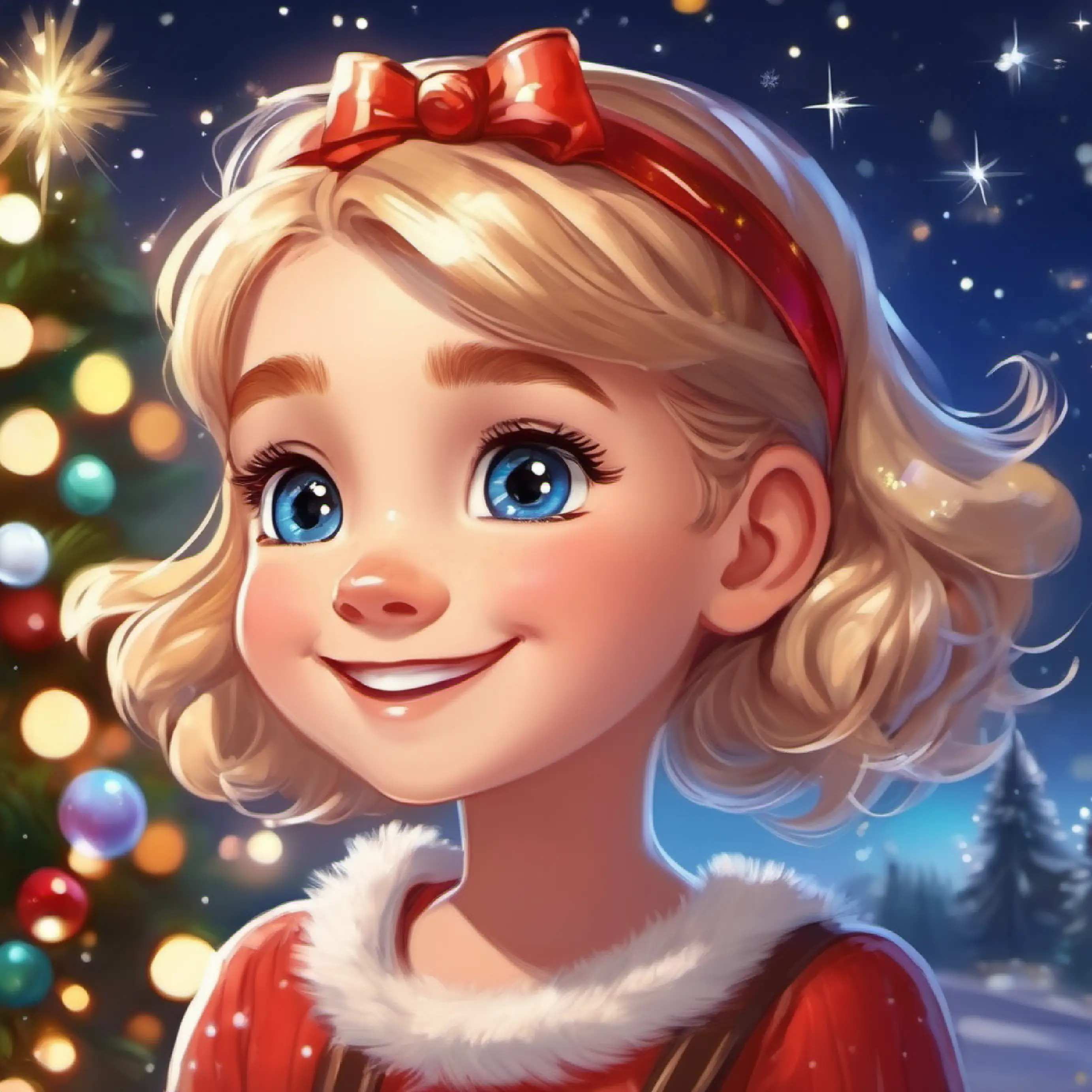 Introduces Cheerful girl, blonde hair, blue eyes, loves sparkles and her sparkly headband, friendship with Enthusiastic girl, brown hair, brown eyes, always smiling