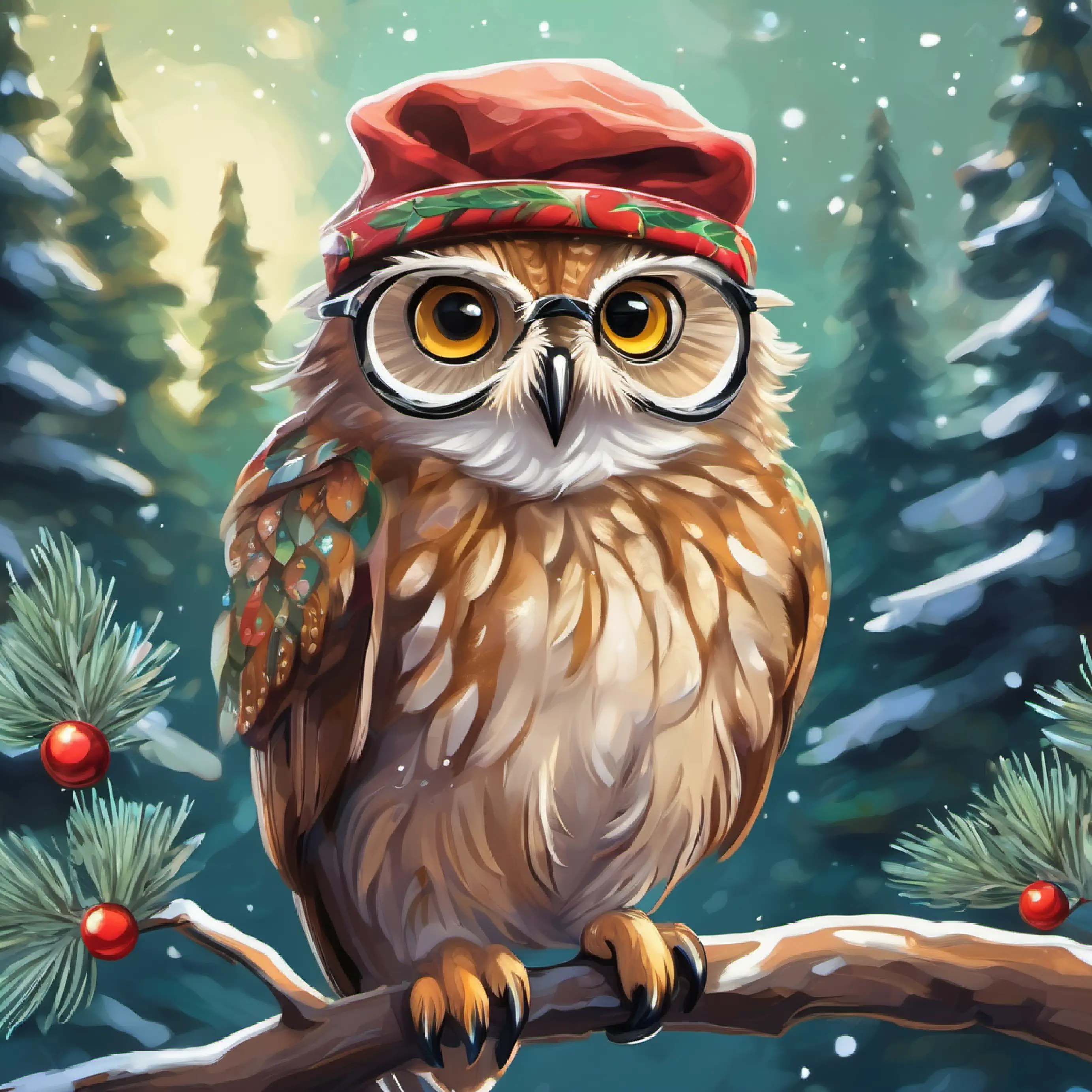 Meet Wise old owl, spectacles, perched on a branch, sage-like aura the owl, reveals headband popularity, adds intrigue