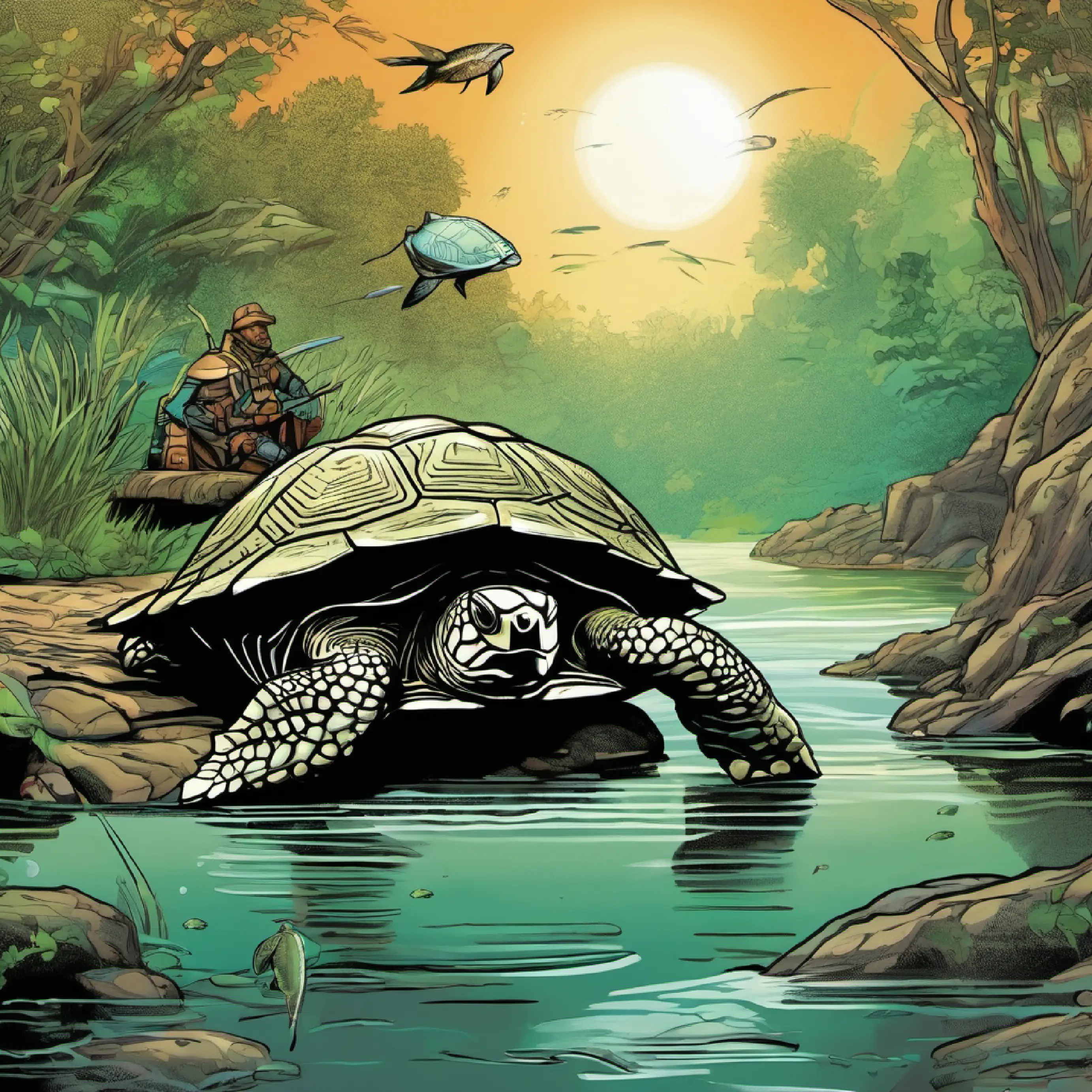 Meeting a wise turtle, they learn about the Angler Leviathan guarding their path.