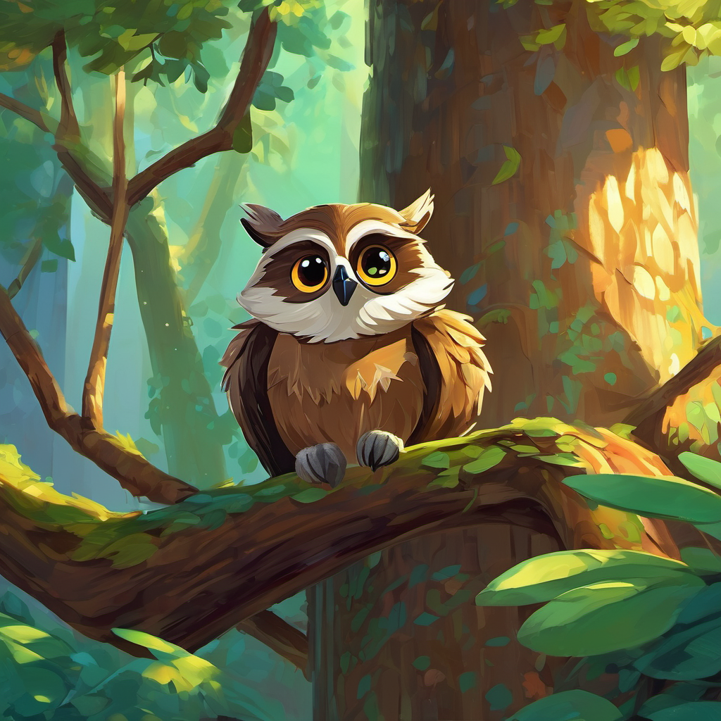 Leo, the wise old owl, hooted softly, "Remember, my friends, this adventure will require us to rely on each other's strengths. Together, we are a force to be reckoned with." With their hearts brimming with curiosity and courage, the friends stepped into the enchanted forest. Almost immediately, they were greeted by a mischievous talking raccoon named Rusty. Rusty had the ability to open any lock or solve any puzzle, and he loved to challenge the friends with his tricks.