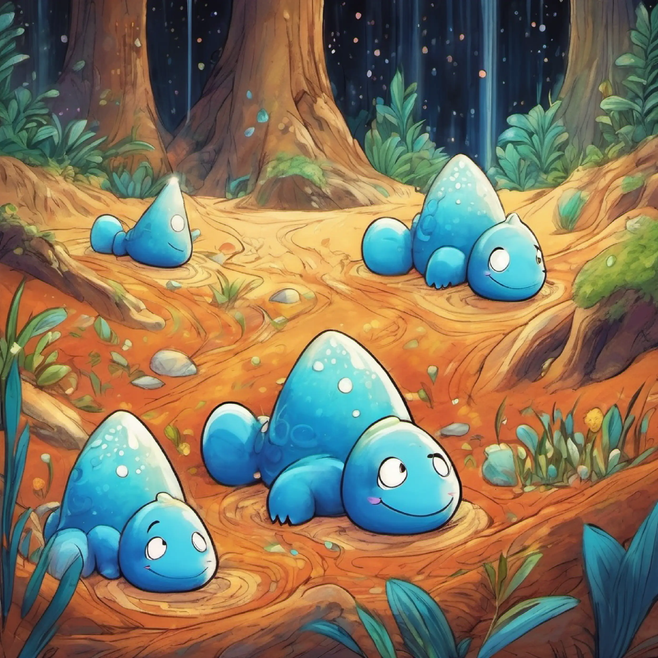 The friends play and a droplet with sparkling blue eyes, cheerful and energetic falls asleep in the soil.