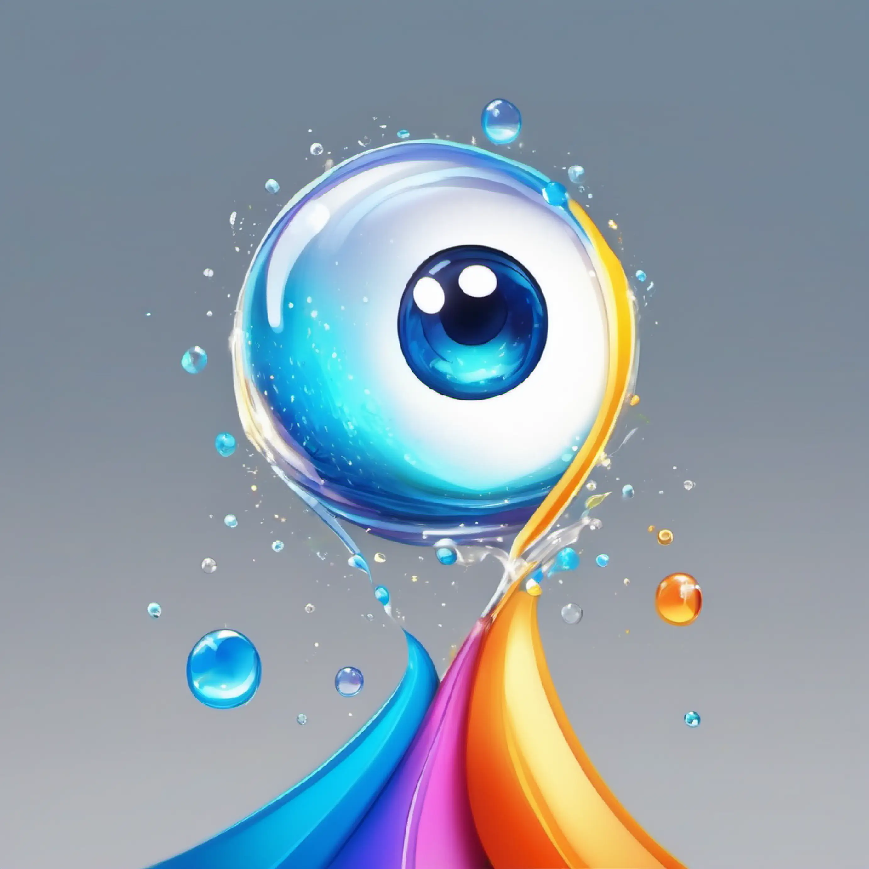 a droplet with sparkling blue eyes, cheerful and energetic turns to steam and enjoys the new form.