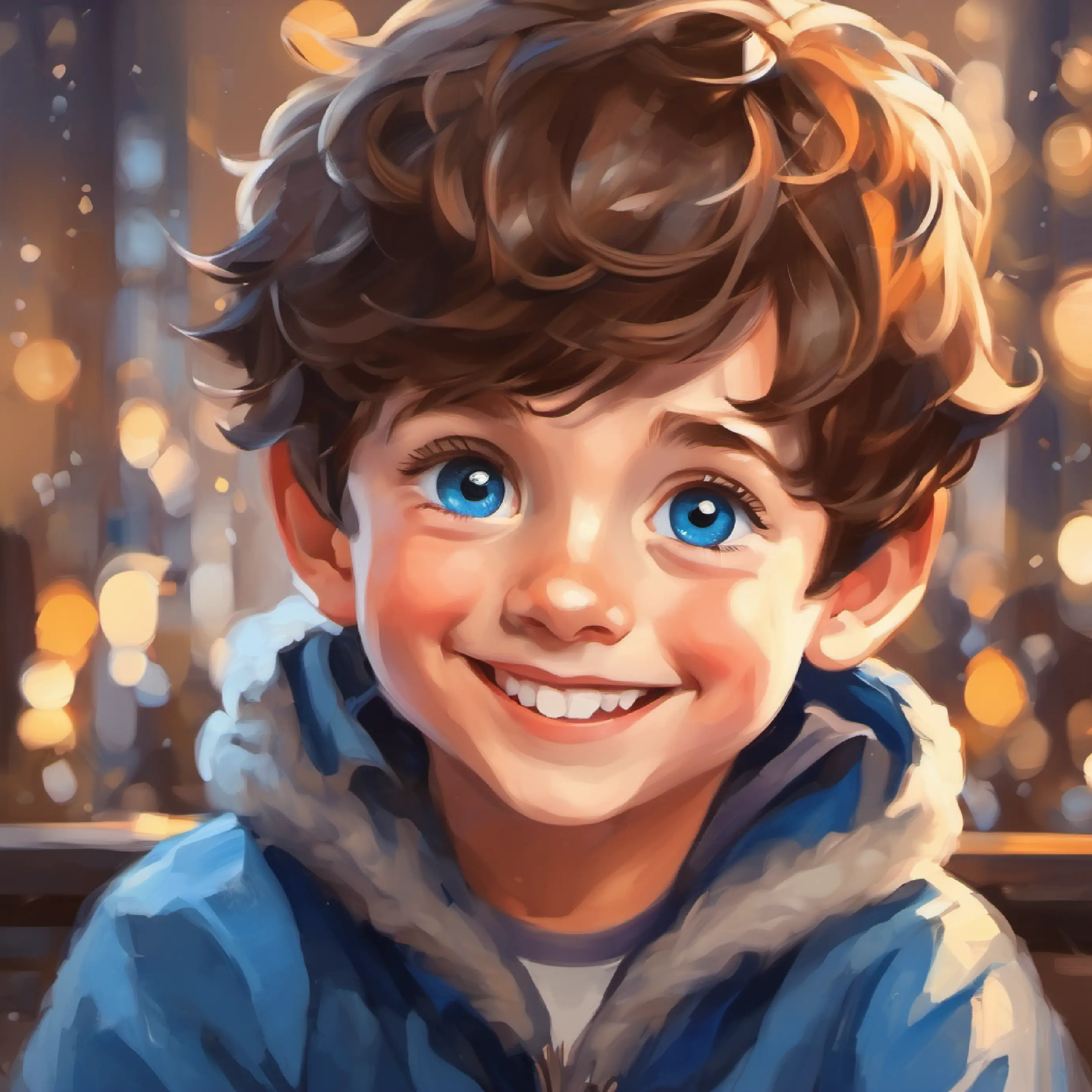 Happy boy with blue eyes, short brown hair, often smiling embraces learning from mistakes.