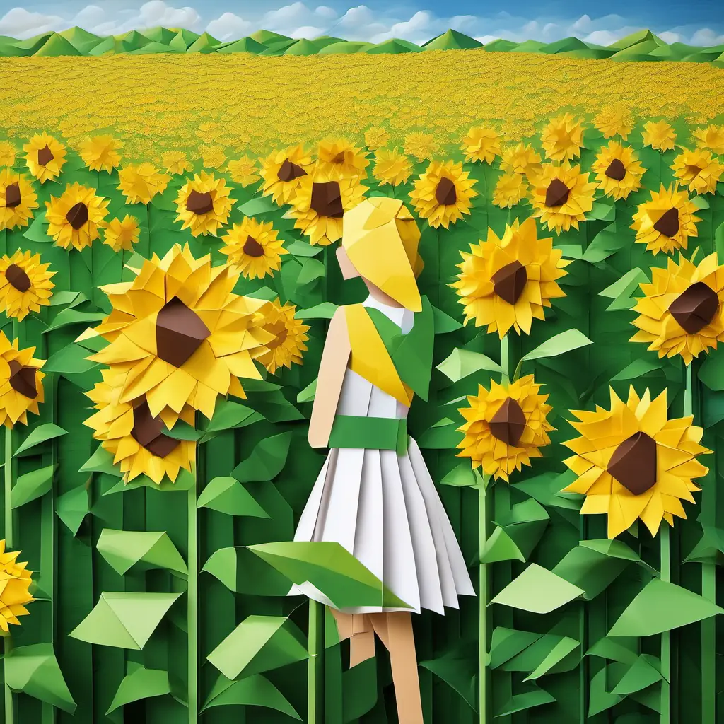 Sunny had big, bright yellow petals and a strong green stem Her face always followed the sun's meadow was now filled with more sunflowers, spreading joy and beauty.