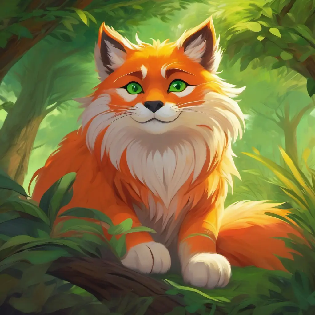 Tao - Orange fur, bright green eyes, playful and brave uses his new knowledge to help his village, displaying inner strength and courage.