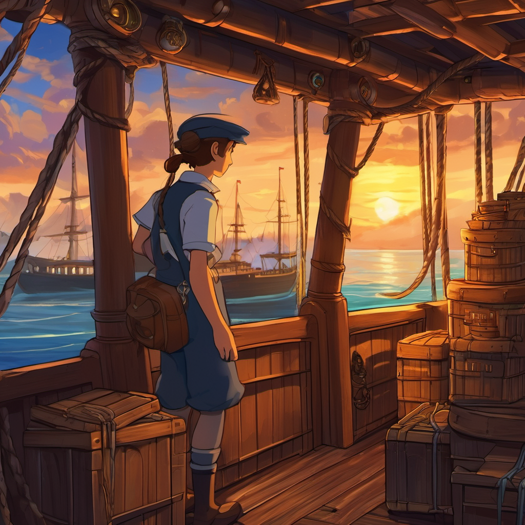 Lily and Jack couldn't resist their temptation any longer. They decided to sneak inside the ship, hoping to discover some hidden treasure for themselves. Little did they know that this decision would take them on a thrilling journey that they would never forget. As the sun began to set, the two friends hid behind crates on the docks, waiting for the right moment to sneak aboard the Sea Voyager. They slithered through the darkness, tiptoed up the gangplank, and finally found themselves hiding in a secret spot near the captain's cabin.