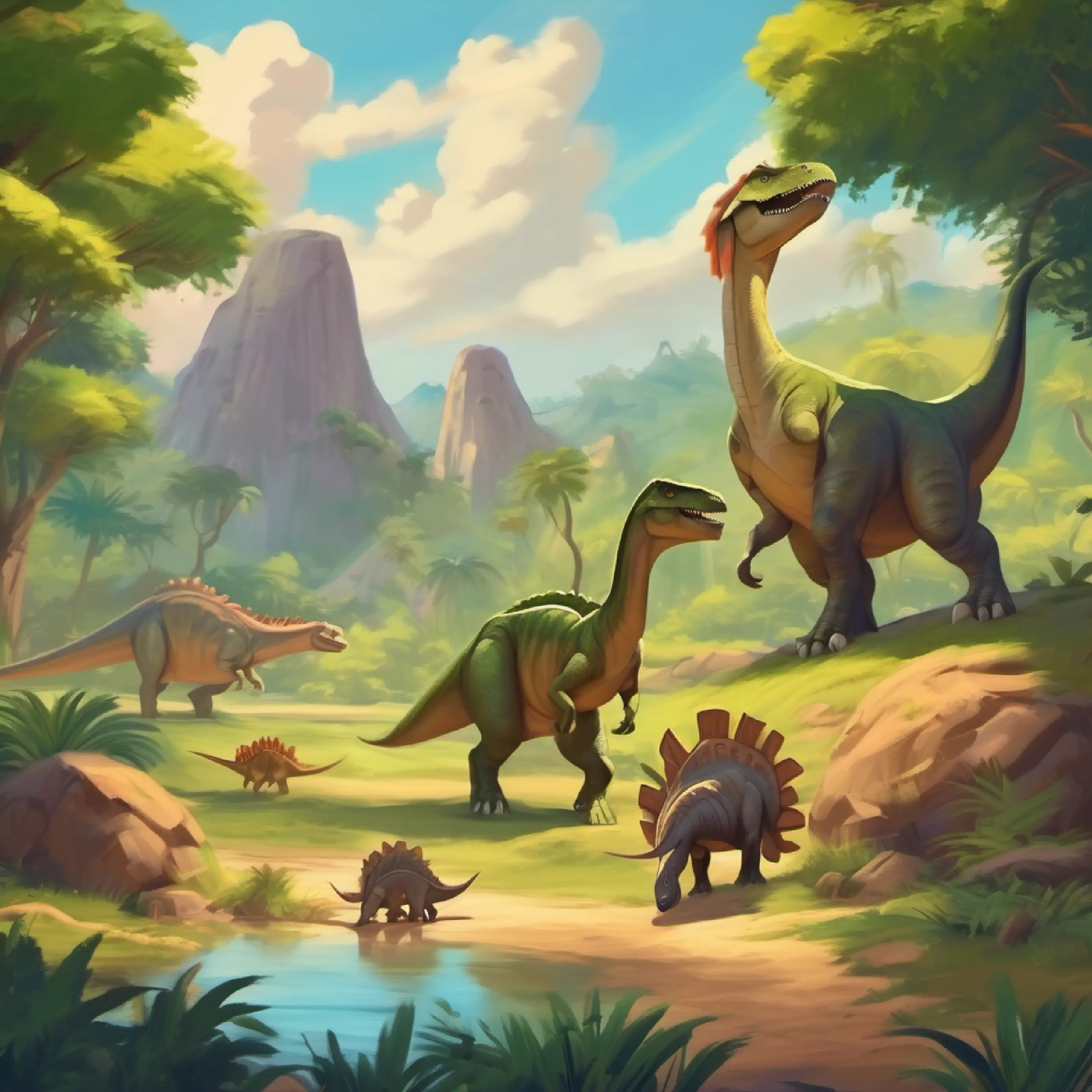 Dinosaur Valley with various dinosaurs living peacefully.