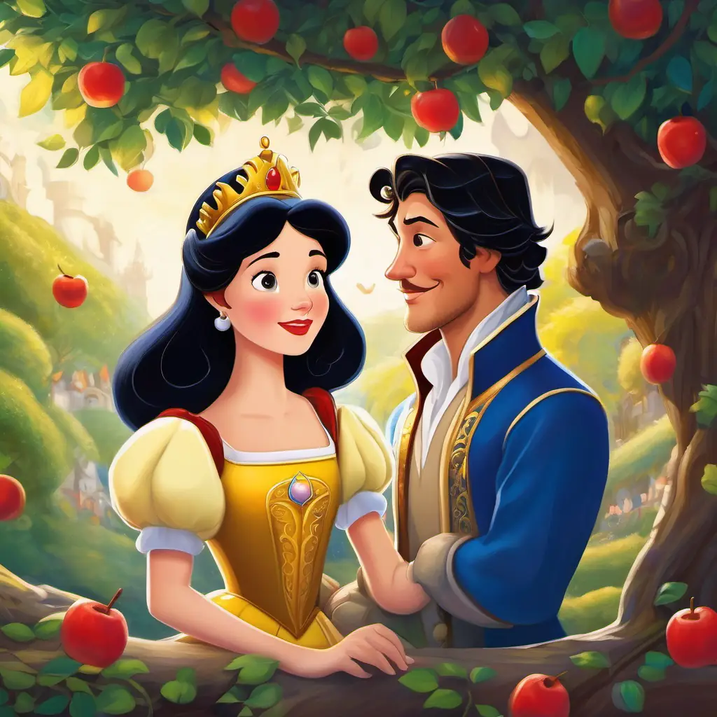 Snow White and the prince live happily ever after, ruling the kingdom with kindness and fairness. The Queen regrets her actions and promises to change. The kingdom thrives under Snow White's reign.
