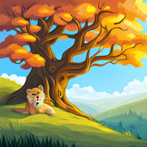 Leo on tree in the forest