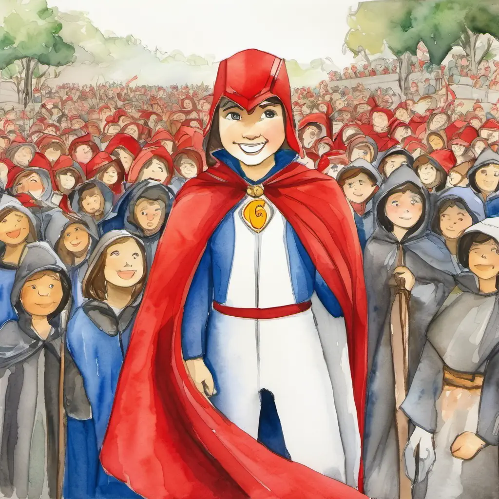 The number Small and shy, wearing a red cape had a bright smile and wore a red cape. It was determined to lead the group to victory.