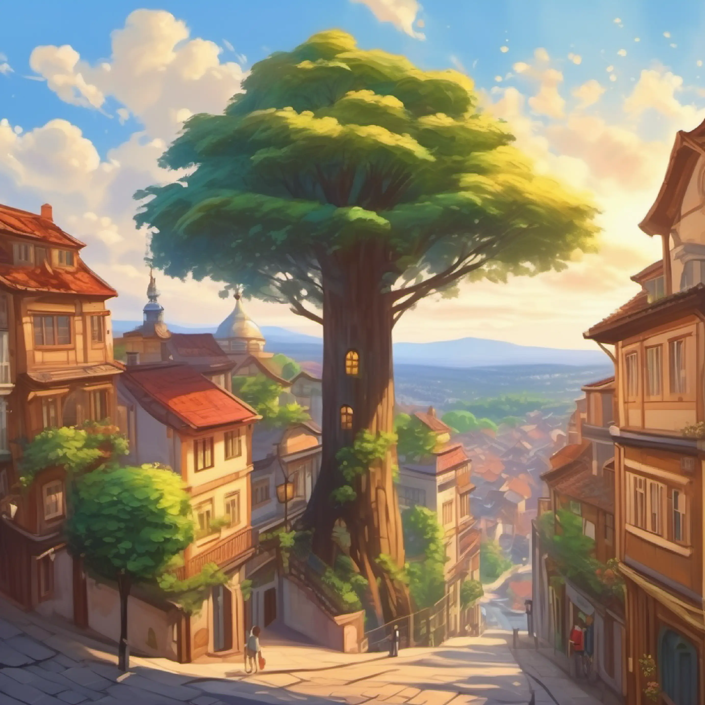 Climbing the tallest tree, majestic view of town