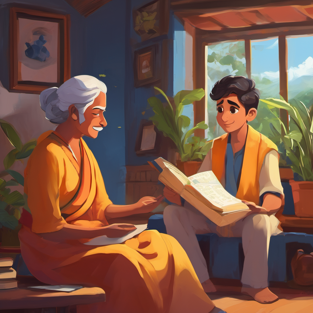 Ashish sighed, "Aaji, I just can't seem to remember all the different shapes. I feel so frustrated!" Aaji smiled and said, "My dear Ashish, I have the perfect bedtime story for you. It will not only teach you about shapes but also help you learn an important lesson about respect for the elders."