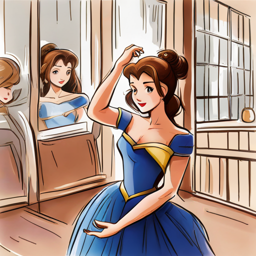Belle entering the ballet class confidently
