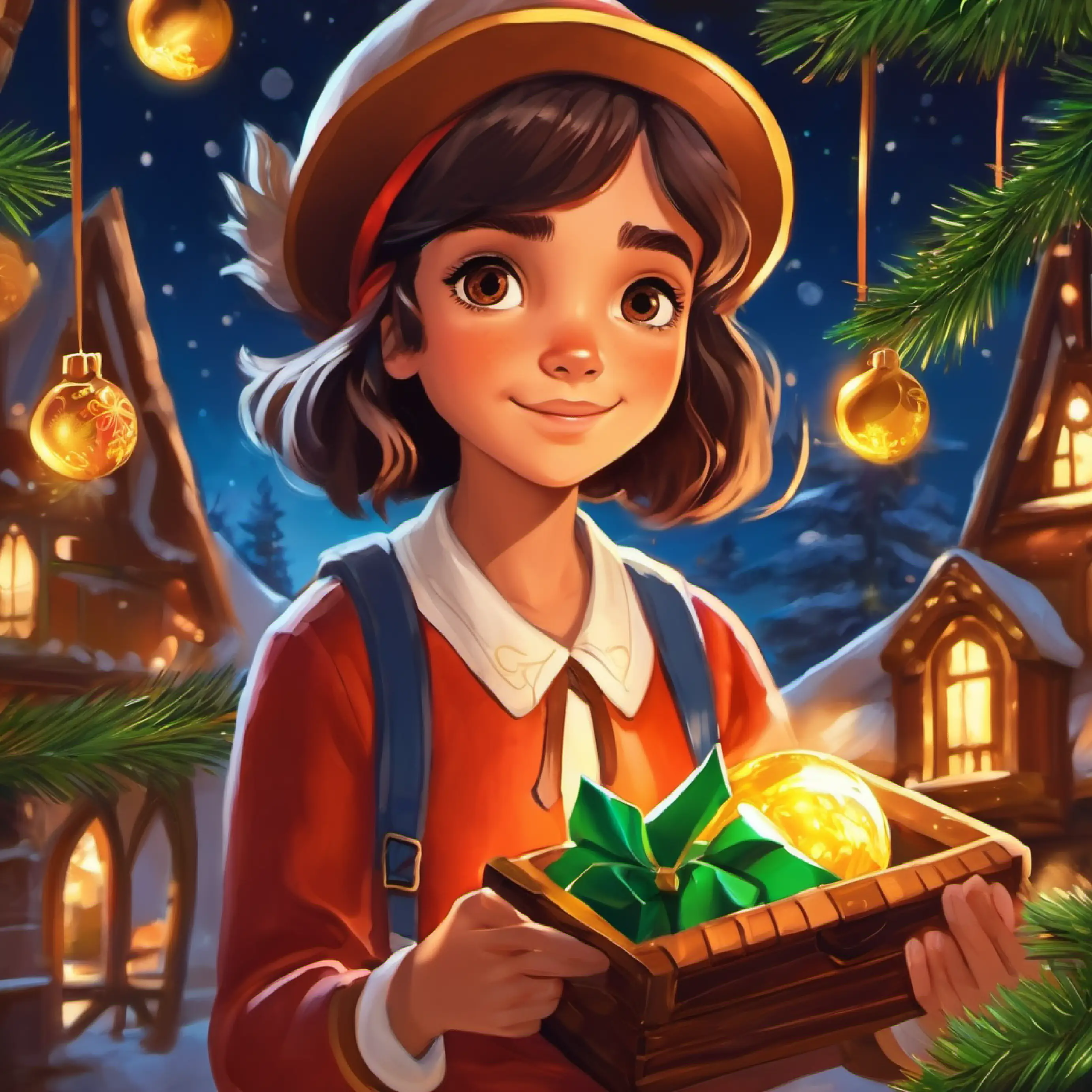 A spirited, curious girl with brown eyes and tanned skin eager for adventures's quick wit unlocks the riddle, hinting at the treasure's closeness.