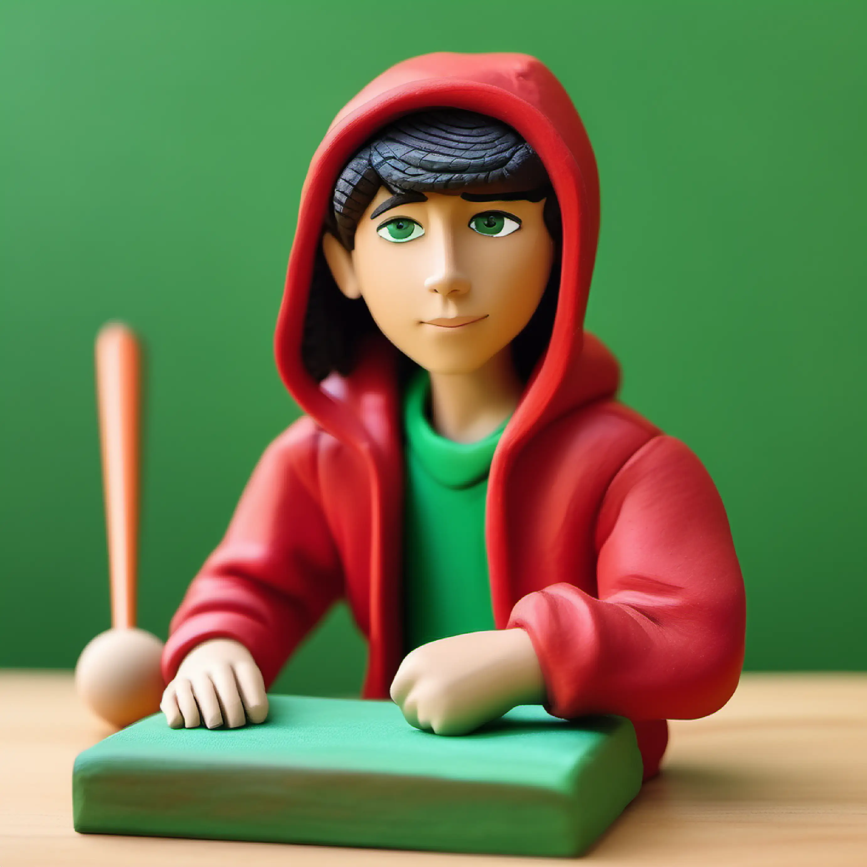 Silent school setting, introduction of Short black hair, brown eyes, always wears a red hoodie and Curly brown hair, green eyes, fond of baseball caps.