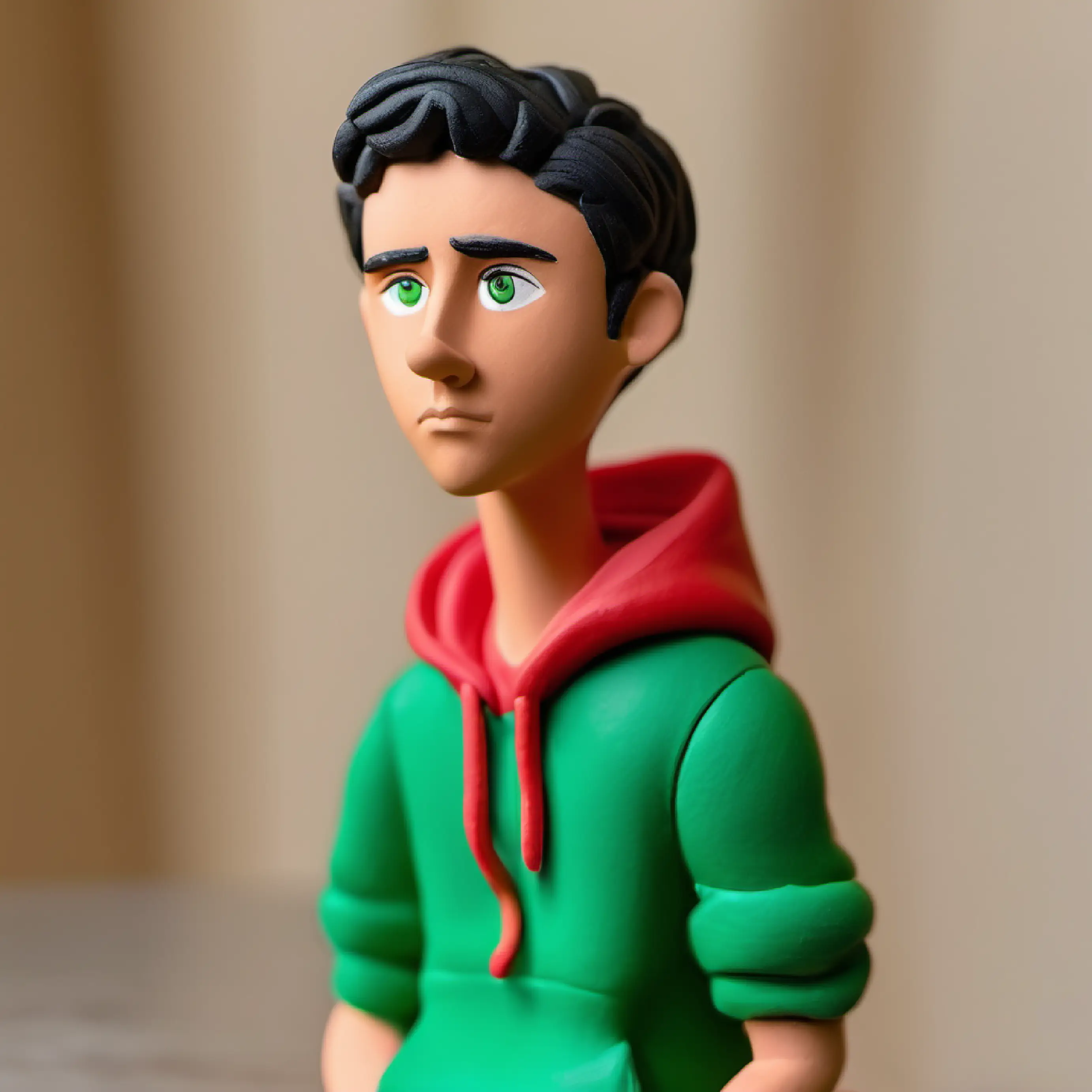 Short black hair, brown eyes, always wears a red hoodie and Curly brown hair, green eyes, fond of baseball caps brainstorming, deep in thought.