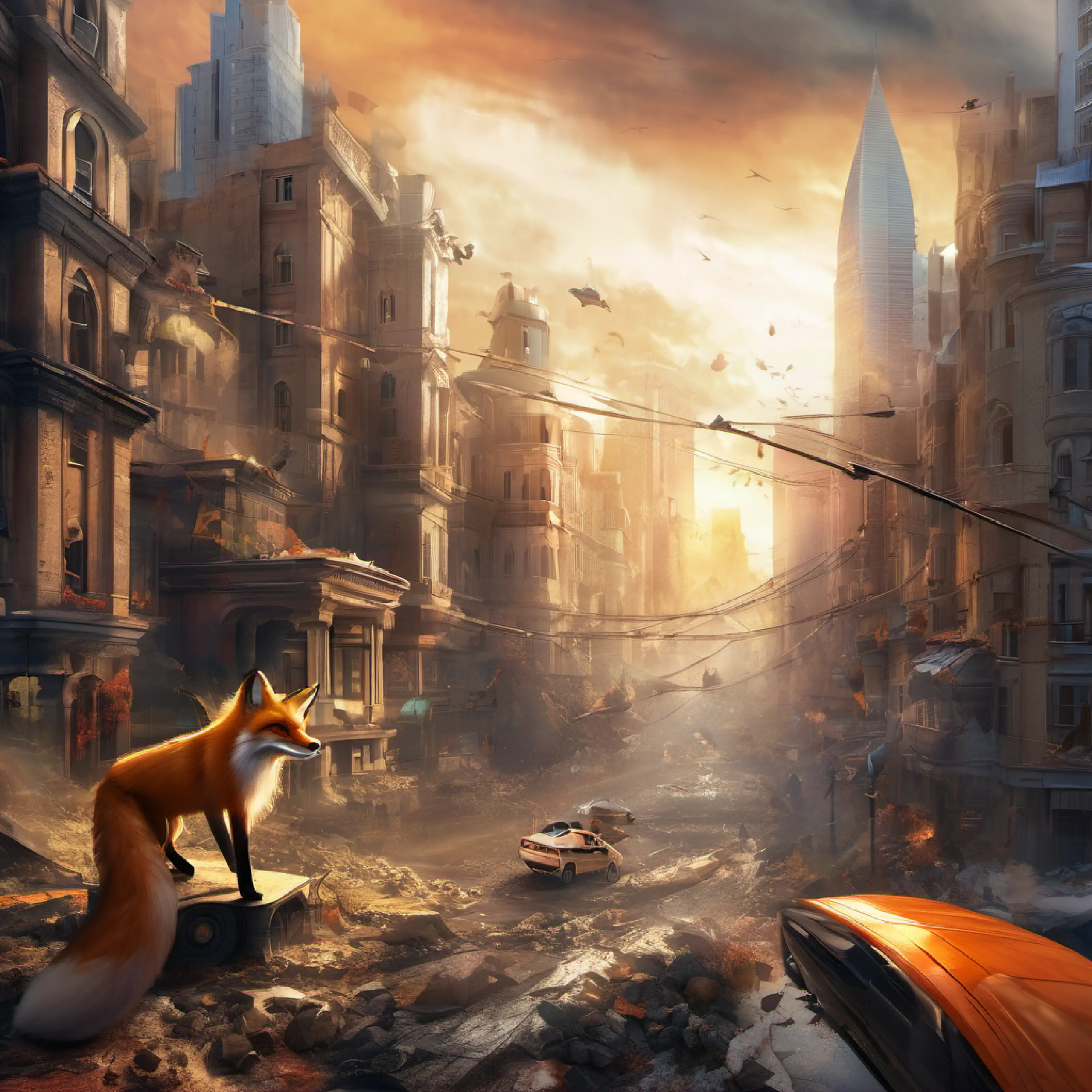 City dangers, fox experiences fear amidst chaos.