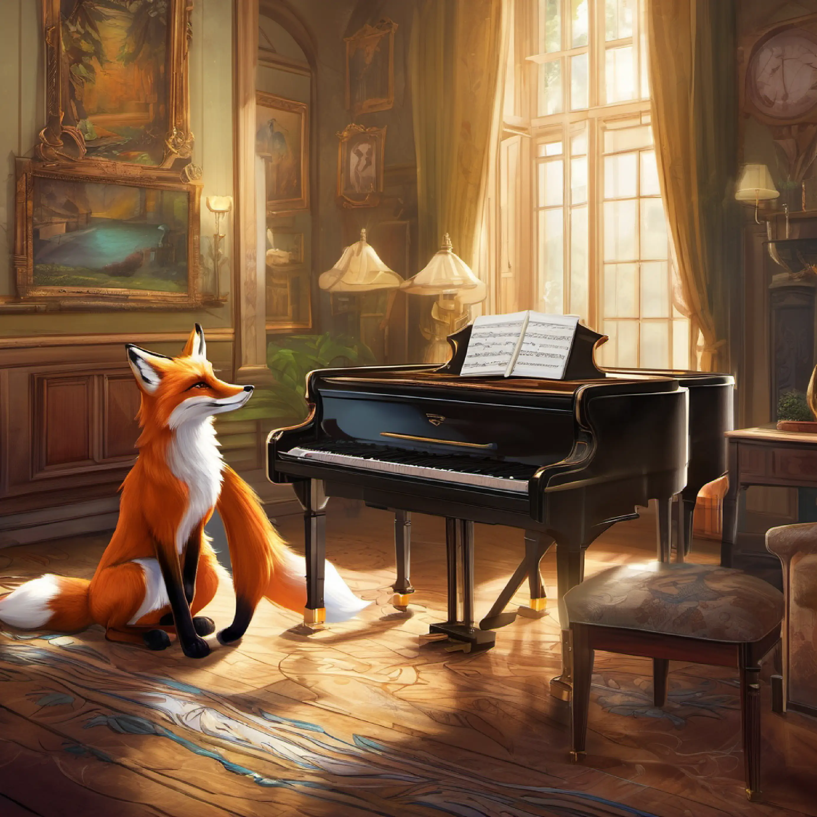 Fox solves the piano riddle, eager to continue.