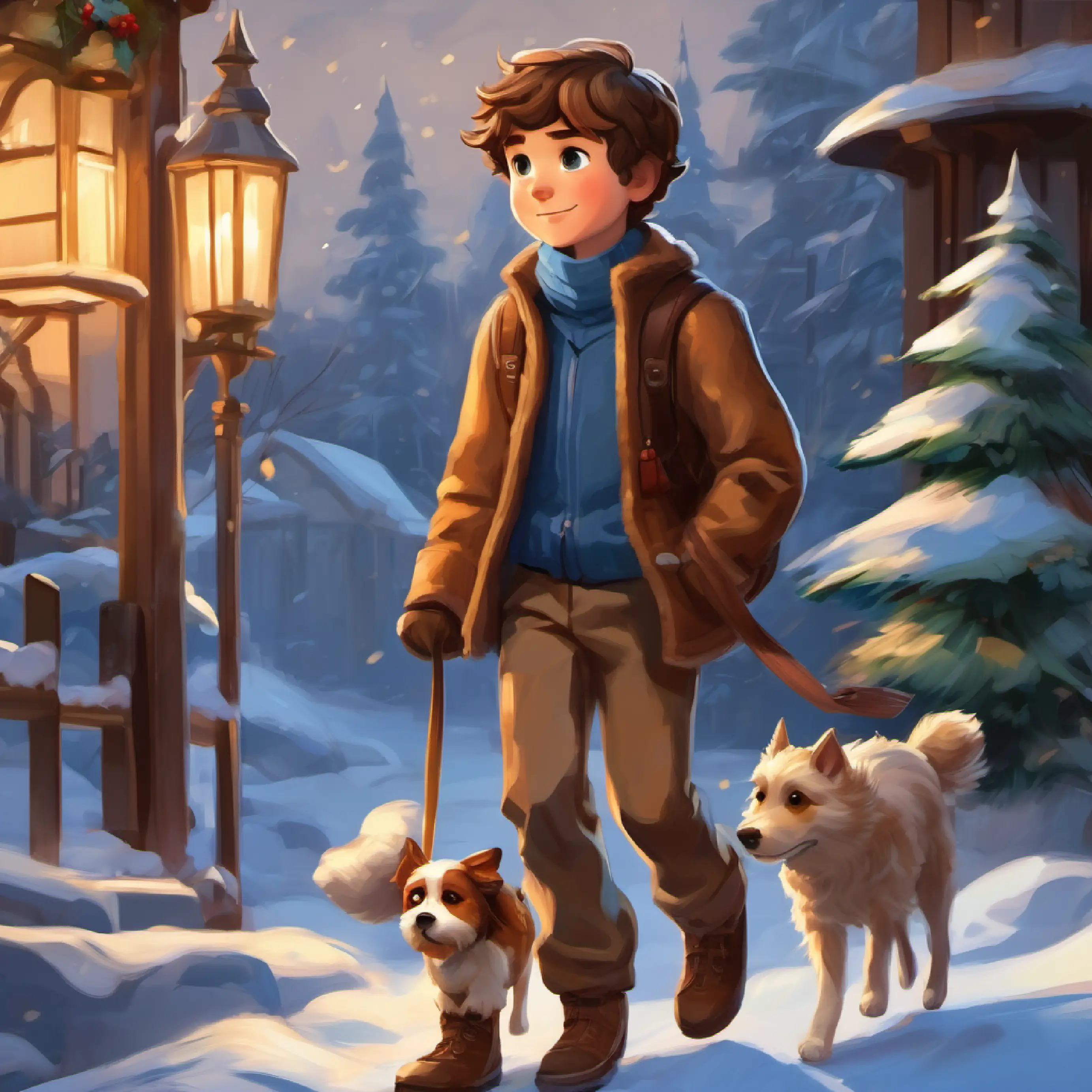 The adventure ends as A young boy with brown hair and blue eyes and A small, playful dog with brown fur return home contently.