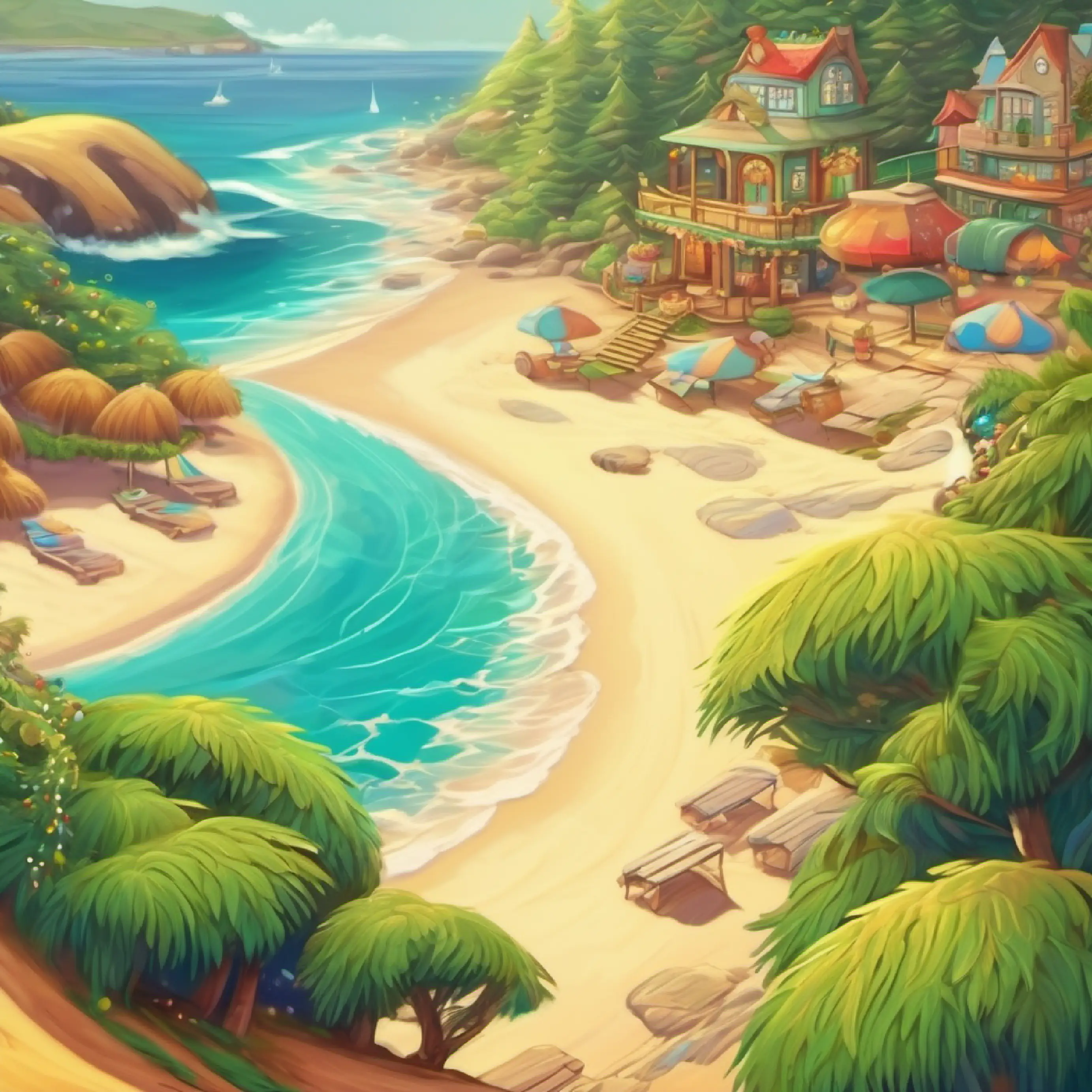 Overlooking Spiral Shore, a magically detailed sandy beach