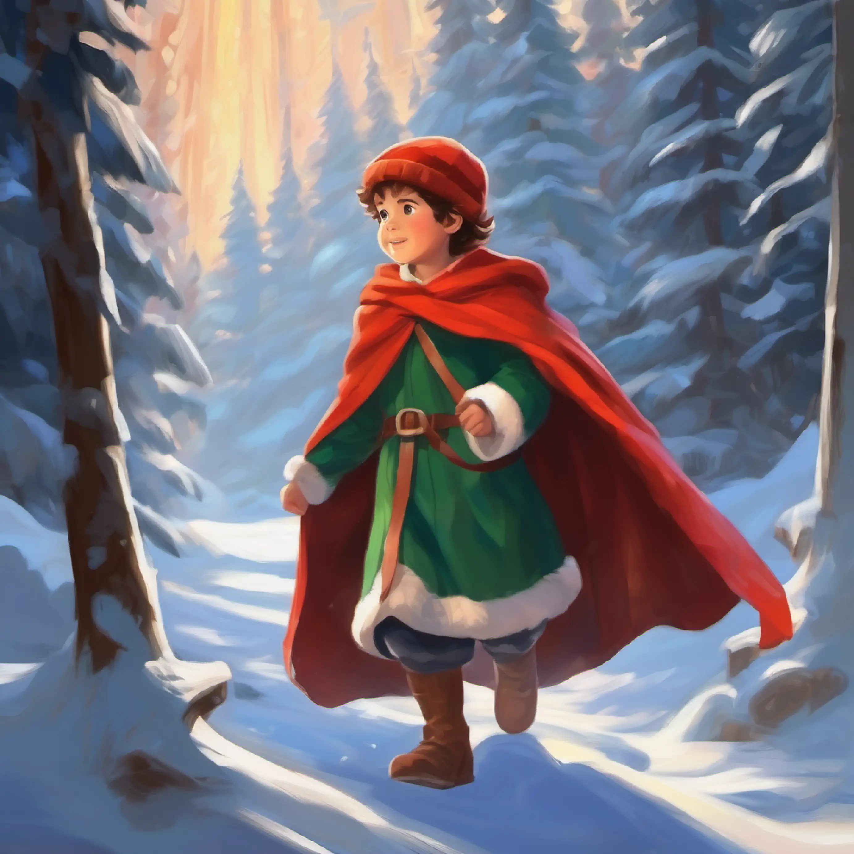 Brave child approaches, ready to receive the mythical cloak