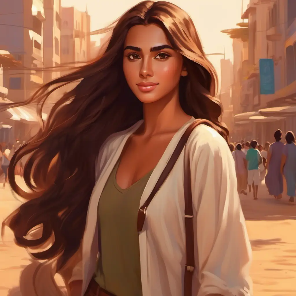 Long brown hair, tan skin, brown eyes arrives in Dubai, feels the heat