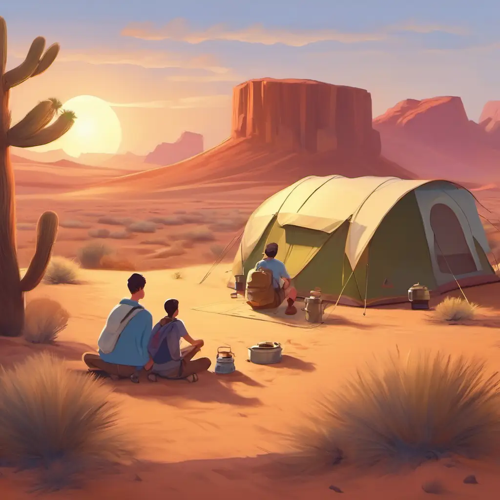 Camping in desert, sharing stories