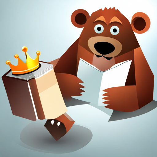Old man with glasses and a friendly smile., Big brown bear with a happy face., and Green frog with a big smile and a crown. looking at a blank book