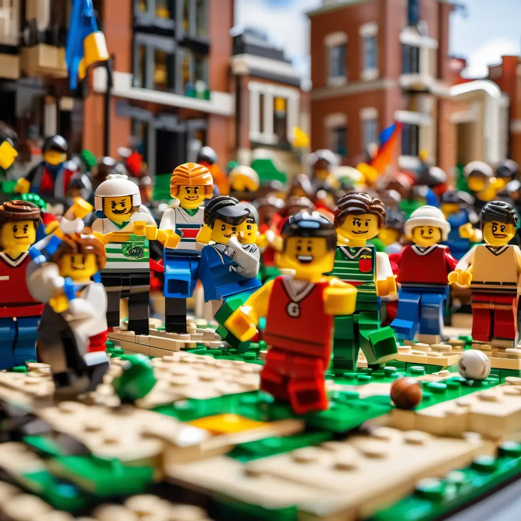 A determined young boy with one arm, passionate about football preparing to kick the winning field goal, supported by his teammates and watched by the whole town.