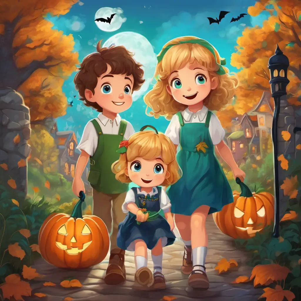 Lily is a little girl with curly brown hair and bright blue eyes, Timmy is a little boy with short blonde hair and sparkling green eyes, and their friends spreading the message of cleanliness