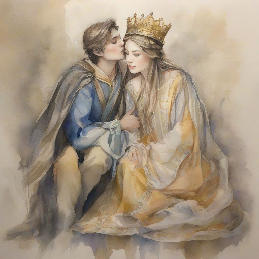 King with a crown, kind and fair's feelings for Poor girl, golden-hearted, simple dress, advisor's advice