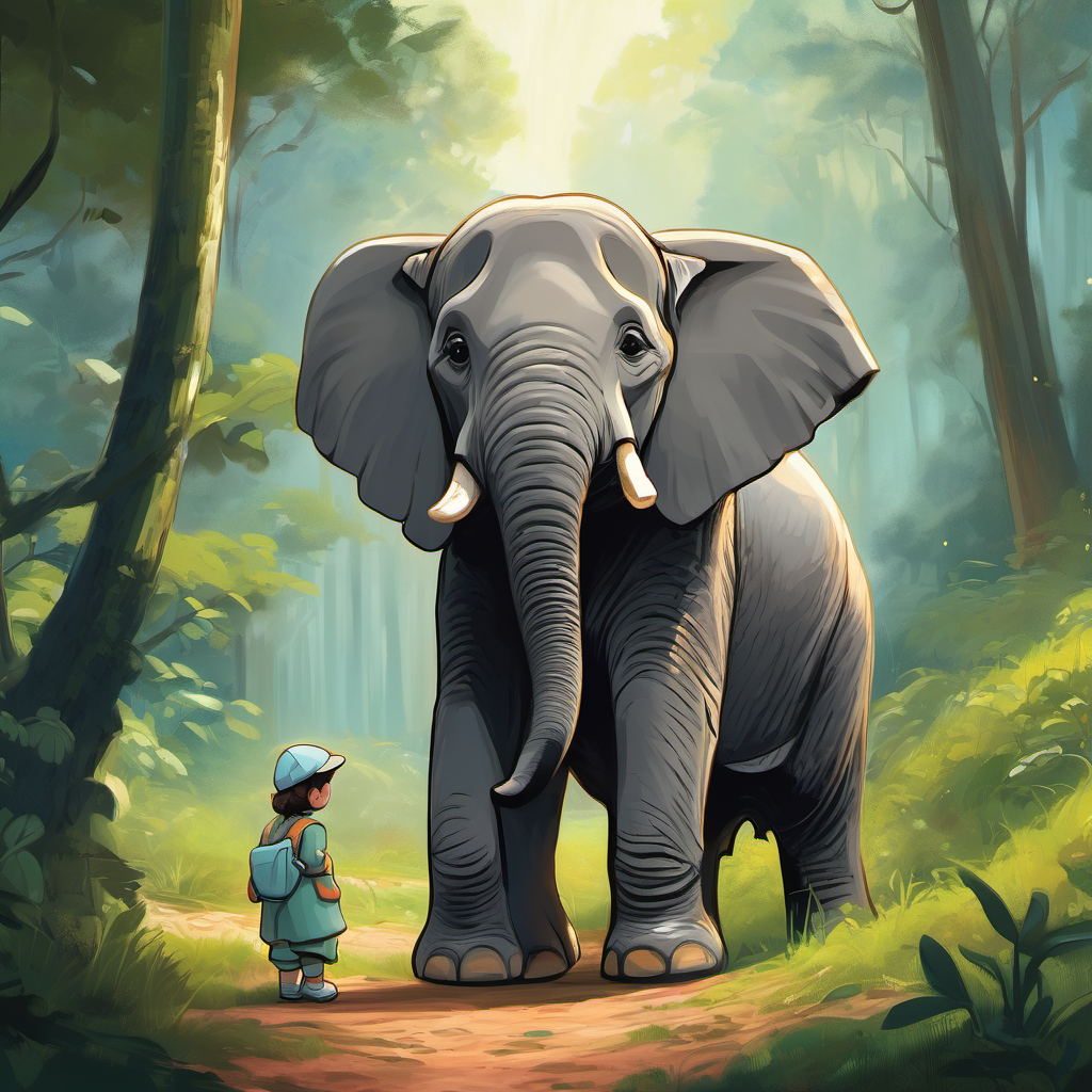 While exploring the forest, they stumbled upon a clearing, where a sad and lonely baby elephant was sitting all alone. Instantly, Aunt Emily felt a connection with the little creature, and she knew she had to help him. Approaching the elephant cautiously, Aunt Emily knelt down and started to talk to him. The baby elephant, named Oliver, looked up with his big, sad eyes. He explained that he had lost his family in a storm and had been searching for them ever since.