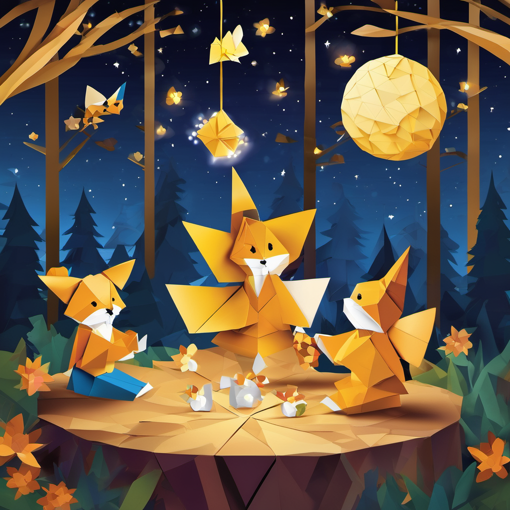 To celebrate their newfound friendship, Benny invited Timmy, Susie, and Charlie to his home, where they could enjoy the delicious honey together. They danced and sang, enjoying the sweet honey and each other's company until the moonlit sky sparkled brightly. From that day on, Benny, Timmy, Susie, and Charlie continued to explore the forest, helping each other and solving problems using their shape knowledge. They knew that together, their friendship and problem-solving abilities would lead them on an endless adventure of joy and discovery.