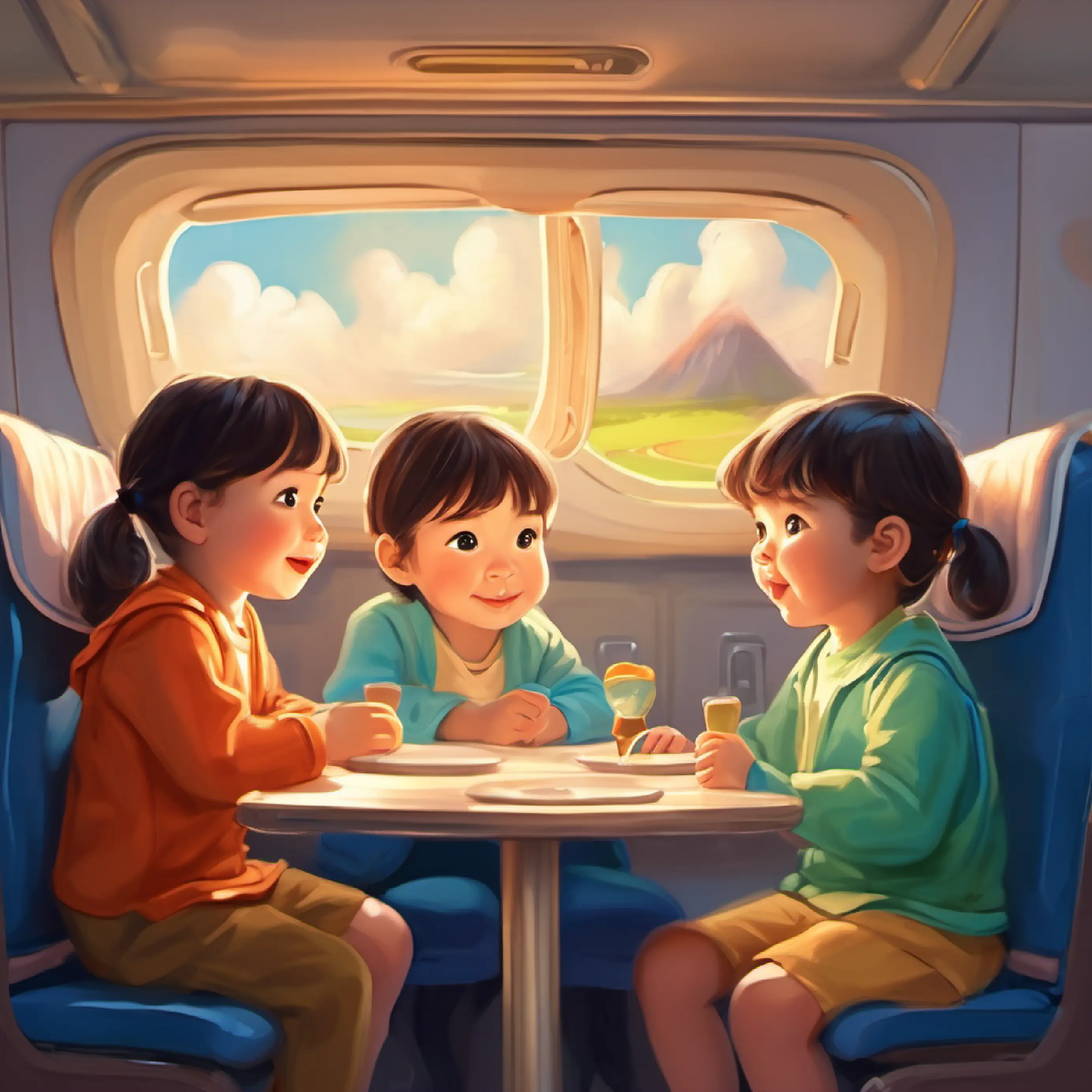 Triplets learn about sharing through the airplane stories.