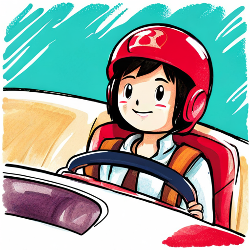 Ruby smiling, driving with Benny and the fixed wheel