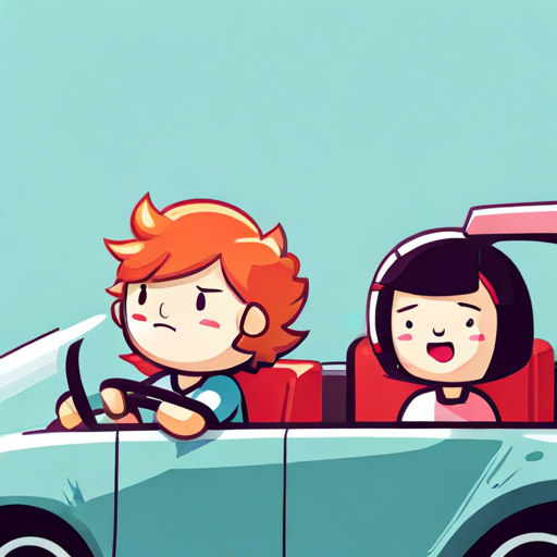 Ruby and Benny driving side by side and having fun