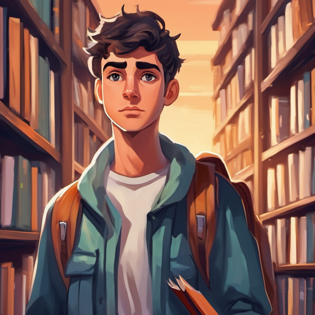 Young man with determined eyes, carrying books and a backpack diagnosed with illness Hospital treatments Finding solace in books