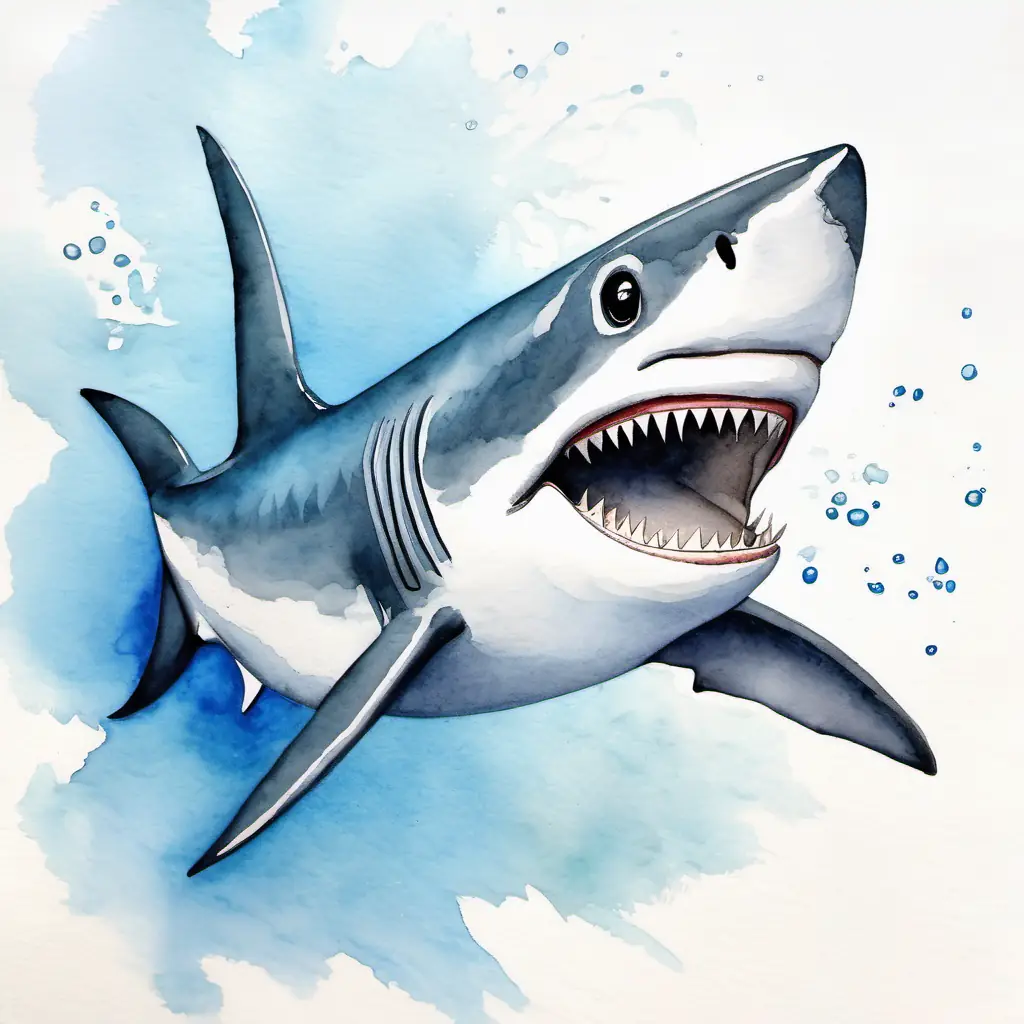 Small shark, blue-gray skin, friendly eyes, always smiling feeling uplifted and splashing in sunlight.