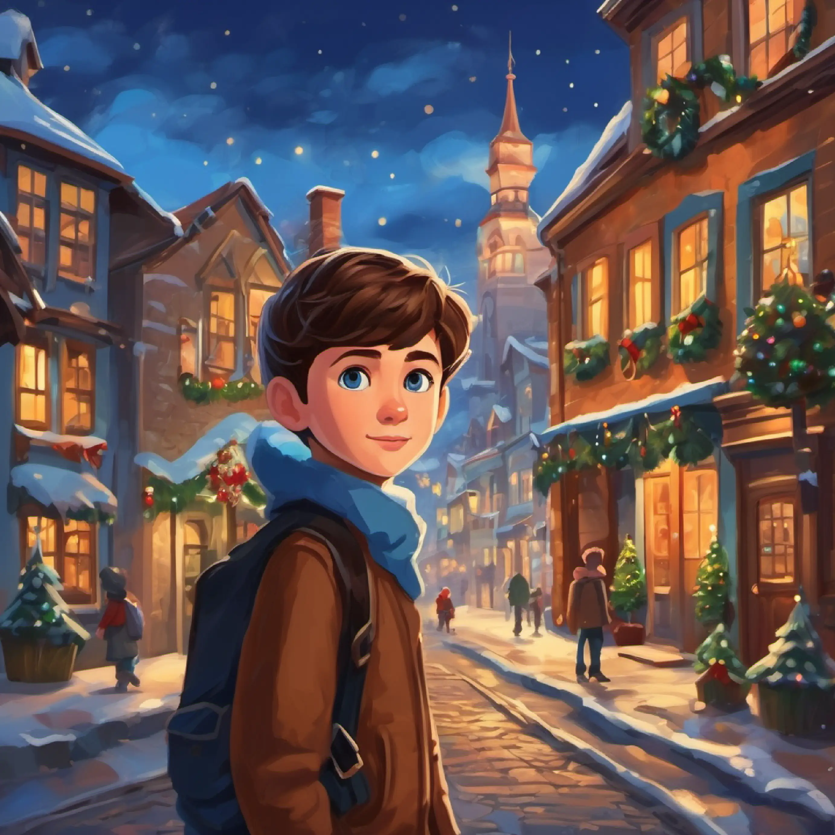 Young boy, short brown hair, blue eyes, adventurous spirit introduced, small town Twisterville setting.