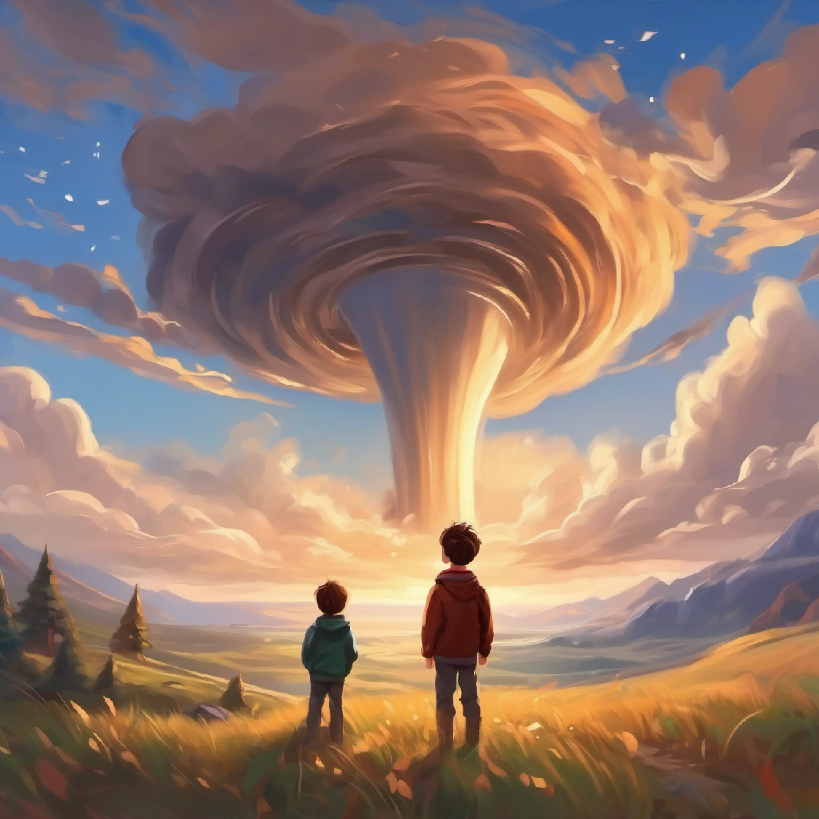 Tornado 'speaks' to Brave young boy, brown hair, hazel eyes, curious spirit about his destiny.