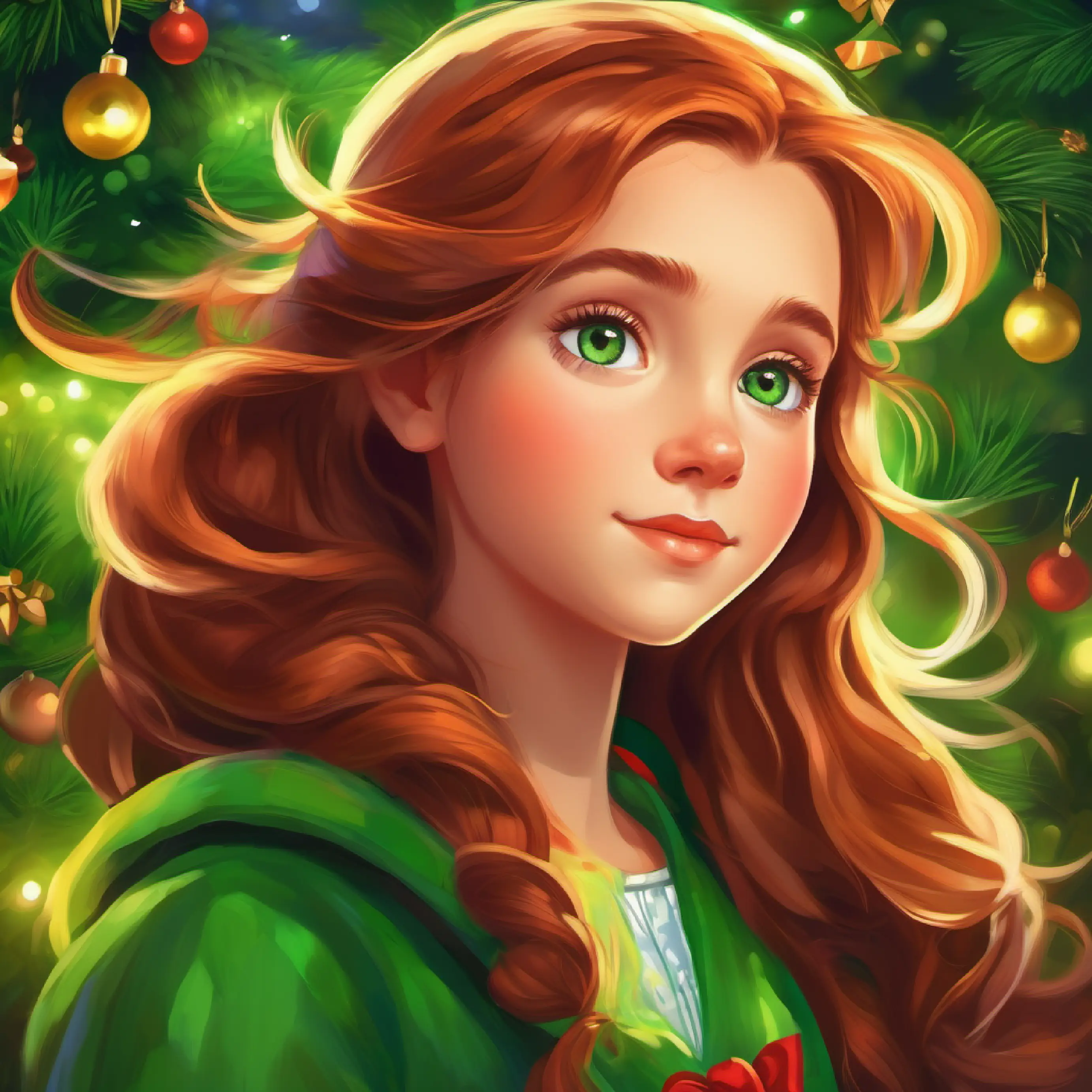 Brave young girl with flowing chestnut hair and bright green eyes's legacy is established in the land.