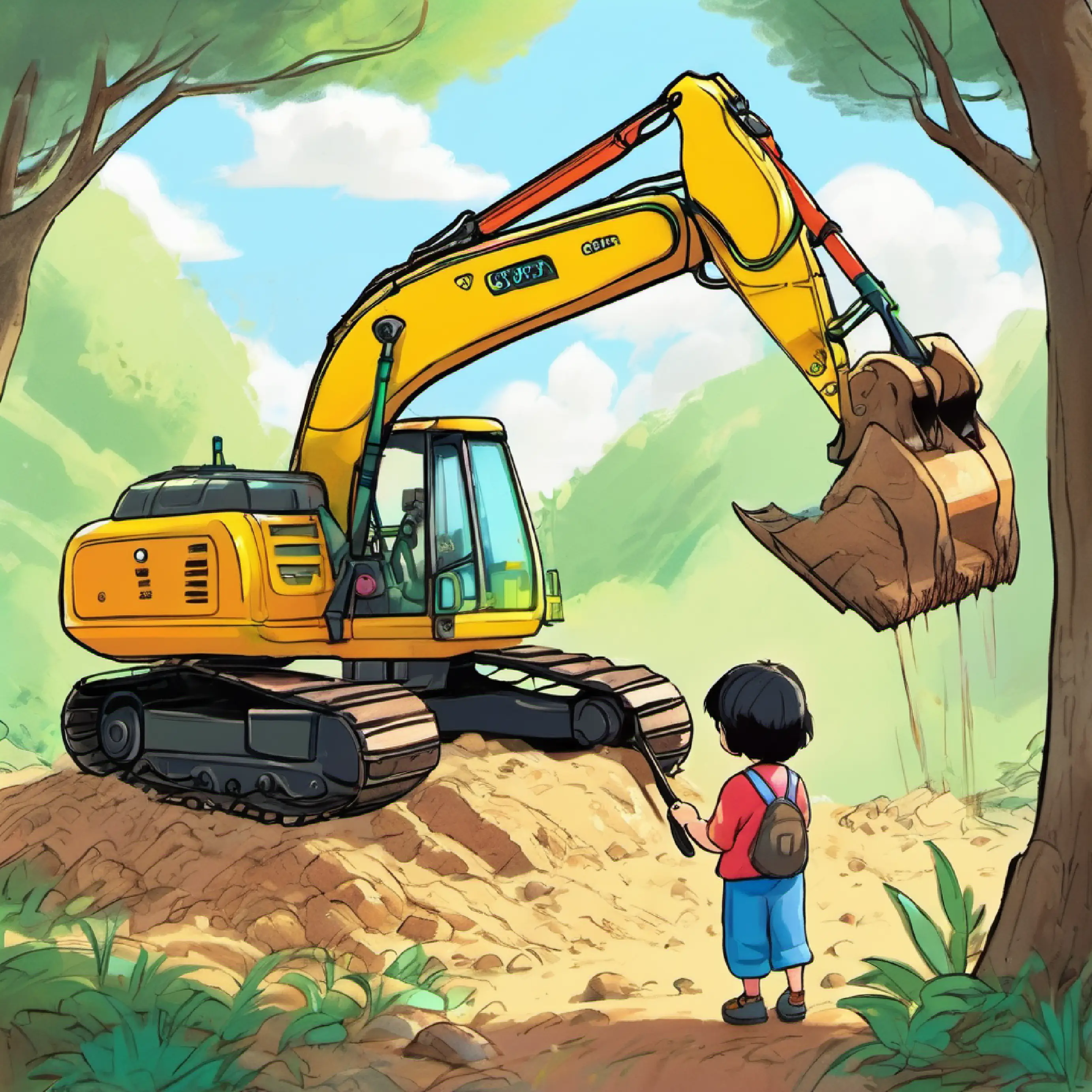 Xiao Zhu Zhu learning to use the excavator.