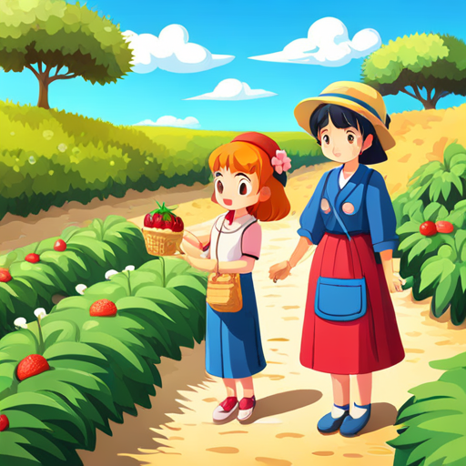 Berry-chan teaching tourists about respectful strawberry picking