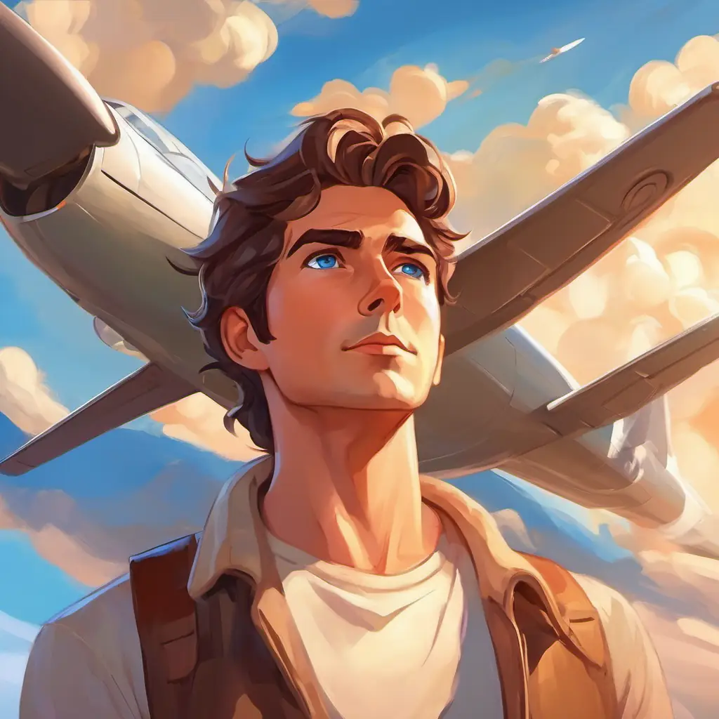 Jet in the sky, trapped, Confident man with brown hair, blue eyes, title mention, Strong women with various skin tones, determined eyes.