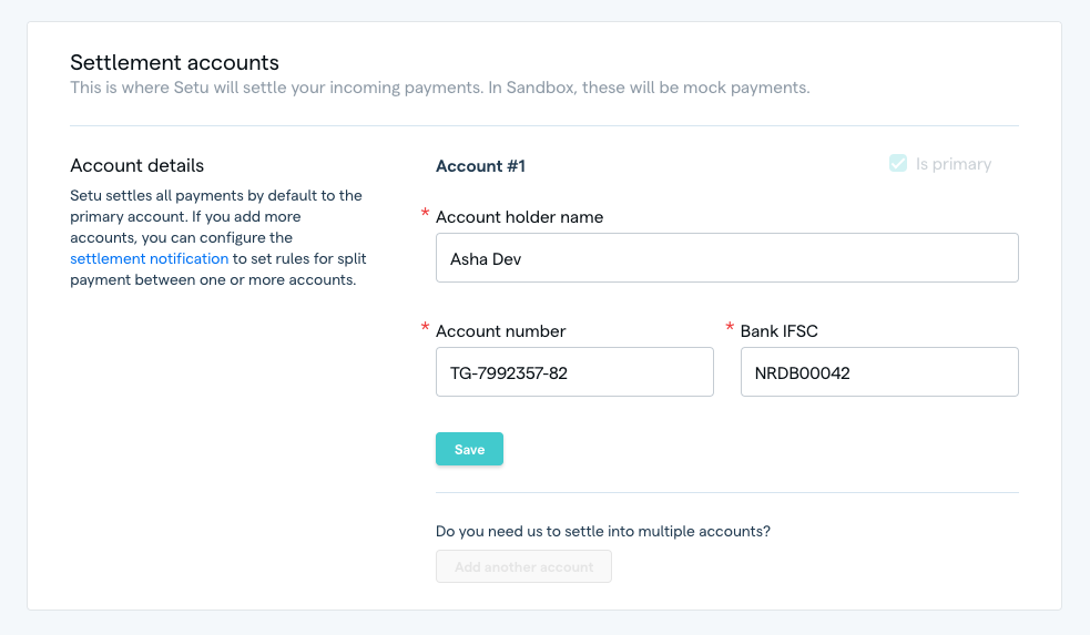 Biller settlement account