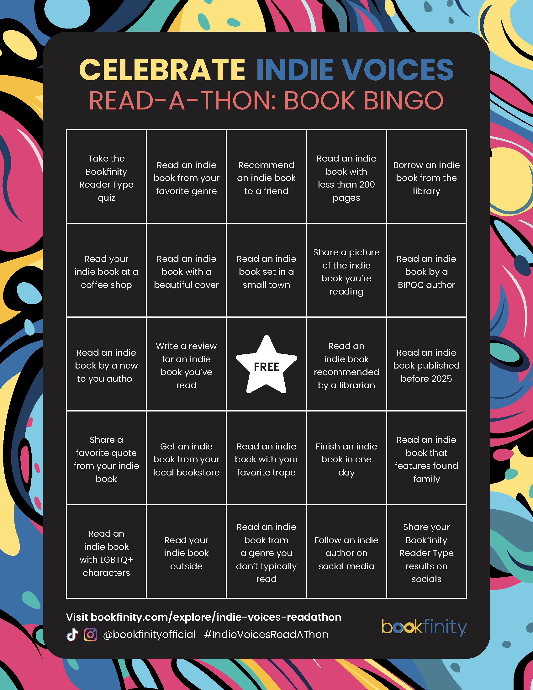 Indie Voices Book Bingo Card