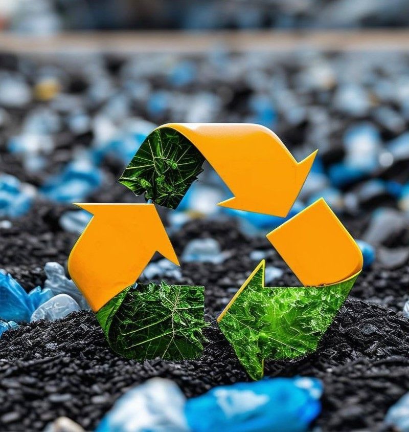 Recycling logo with minerals