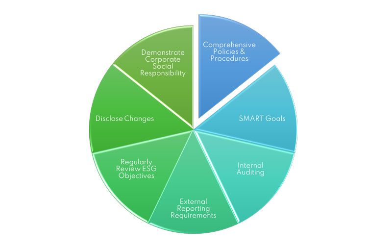 Graphic showing the key reporting elements for CSRD