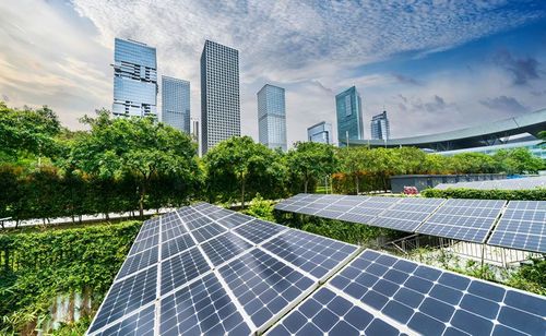 Solar panels on top of a green roof