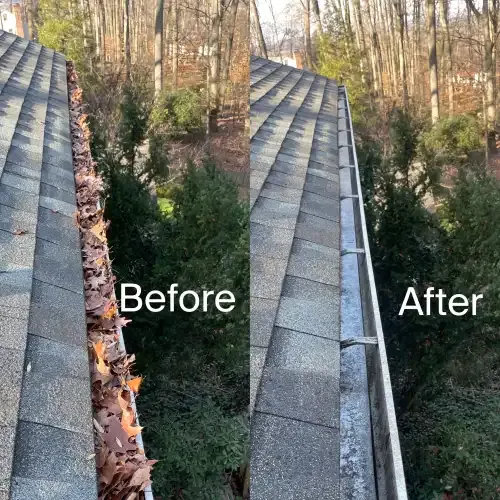 Gutter cleaning before and after